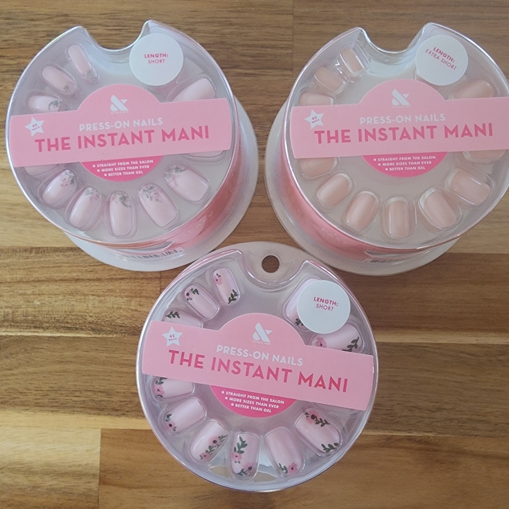 Lot of Three Olive & June Press On Nails